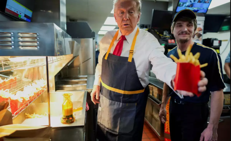 Donald Trump Flips Fries at McDonald